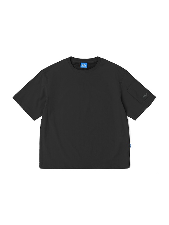 남녀공용 나일론 스판 소매 포켓 우븐 티셔츠[BLACK](UA4ST95_39)